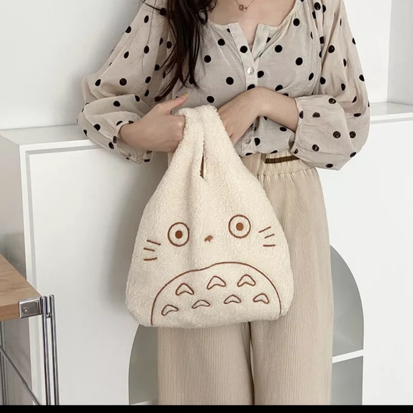 Cozy My Neighbor Totoro Studio Ghibli Sherpa Fluffy Tote Bag - Picture 2 of 6